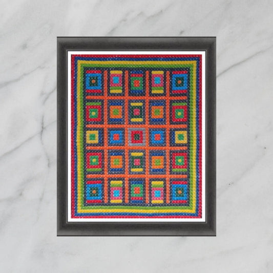 Mid Century Modern Cross Stitch Pattern PDF - Colorful Mauritius, Double Cross Stitch DIY Embroidery, Needlepoint Chart, Instant download