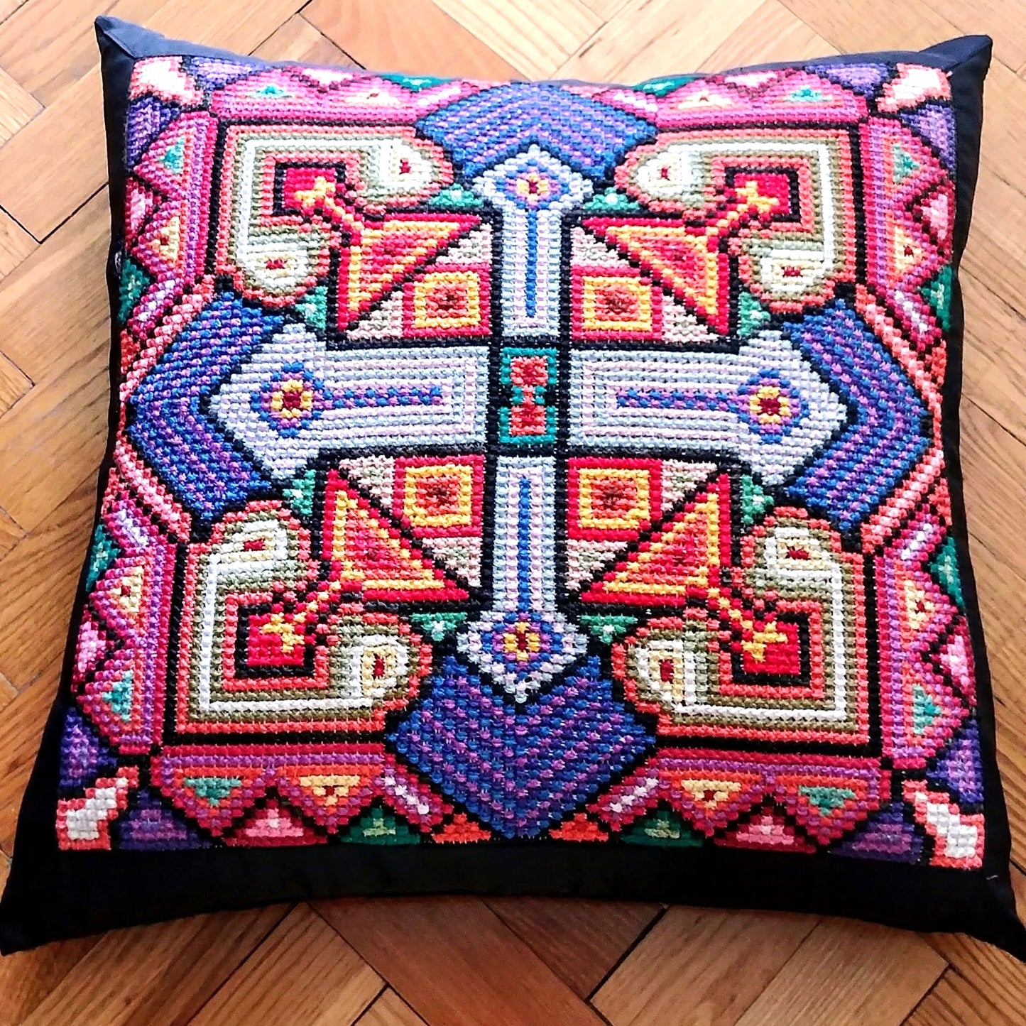 Sampler Double Cross Stitch Pattern - Ancestry, Pillow Pattern, DIY Cross Stitch Easy, Hand Embroidery Needlepoint