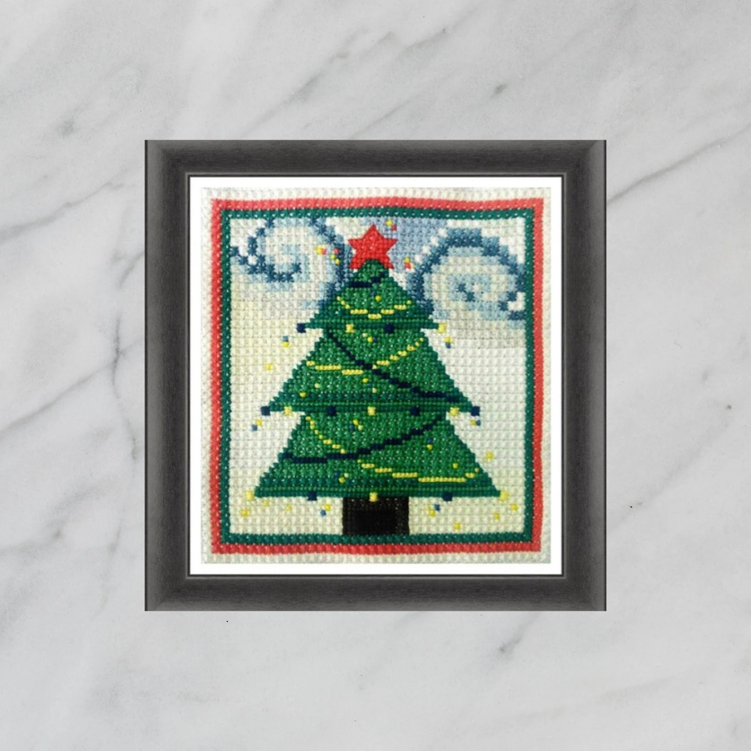Simple Sampler Cross Stitch Pattern PDF - Christmas Tree, Stitch Tutorials, Double Cross Stitch Christmas Embroidery, DIY Gift Embroidery