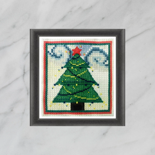 Simple Sampler Cross Stitch Pattern PDF - Christmas Tree, Stitch Tutorials, Double Cross Stitch Christmas Embroidery, DIY Gift Embroidery