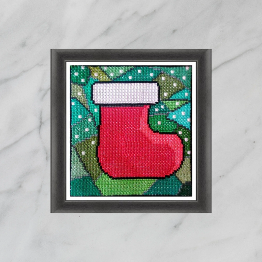 Hand Embroidery PDF Pattern - Christmas Boot, Double Cross Stitch Chart, Instant Download, Unique Embroidery, Traditional Christmas