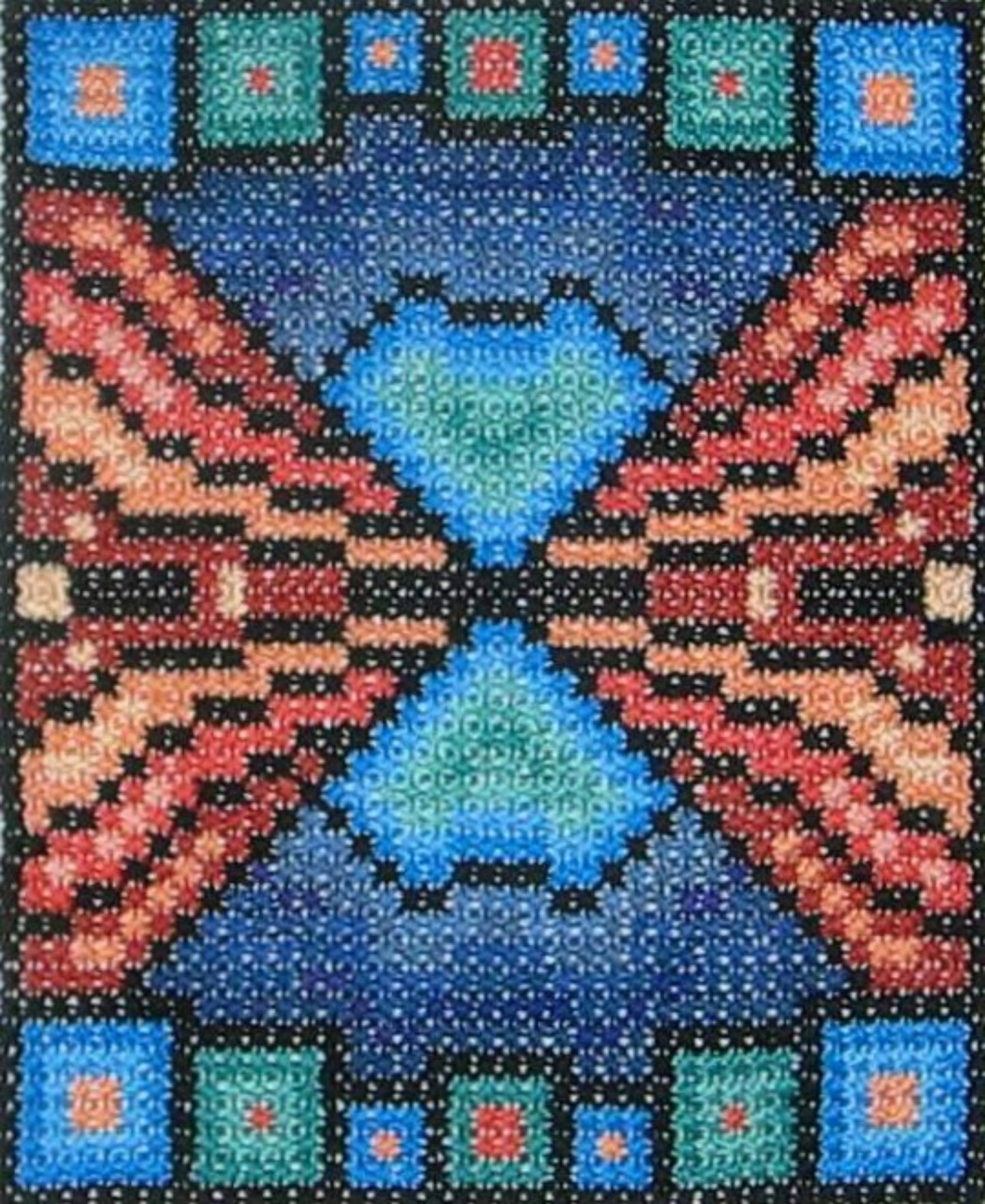 Sampler Cross Stitch Pattern - Sapphire Dream, Double Cross Stitch Chart, PDF Hand Embroidery Download, DIY Cross Stitch Purse