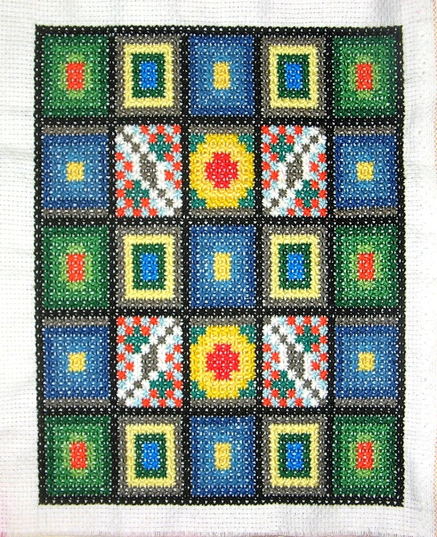 PDF Cross Stitch Sampler - Morning delight, Geometric Tiles, Modern Double Cross Stitch Hand Embroidery PDF Pattern, Instant Download PDF