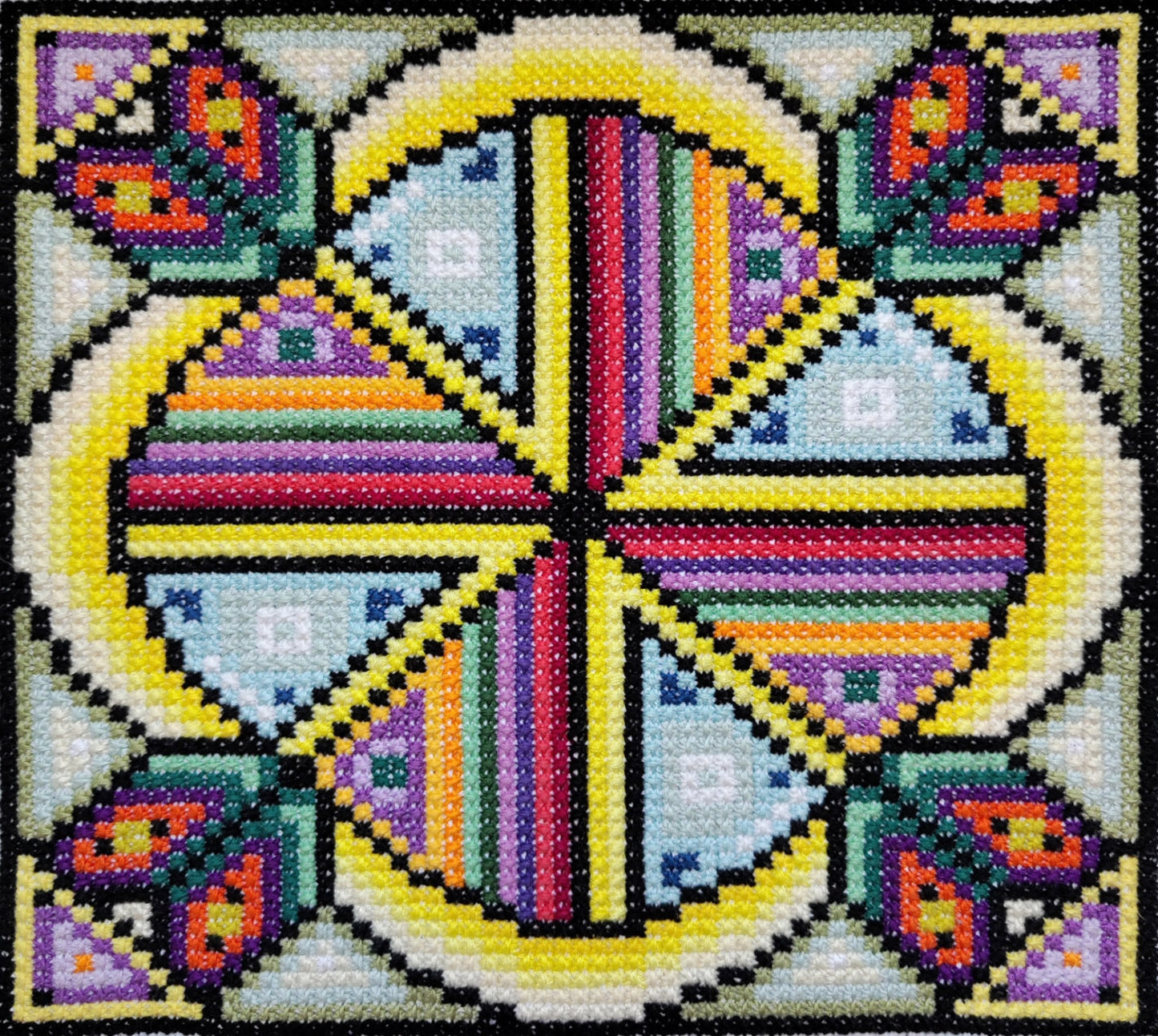 PDF Cross Stitch Sampler - Under the Sun, Modern Geometric Hand Embroidery Pattern, Double Cross Stitch Tutorial Included