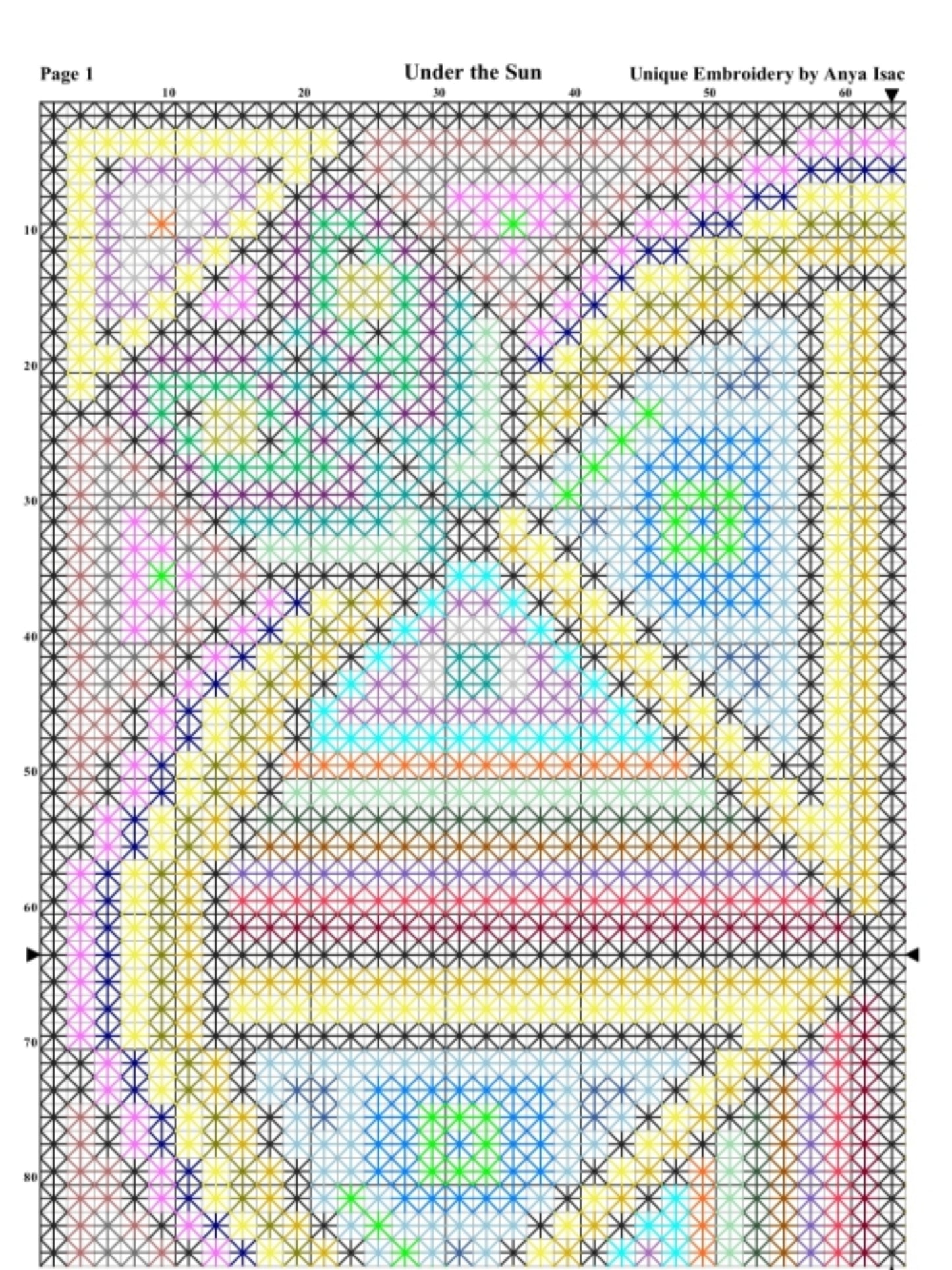 PDF Cross Stitch Sampler - Under the Sun, Modern Geometric Hand Embroidery Pattern, Double Cross Stitch Tutorial Included