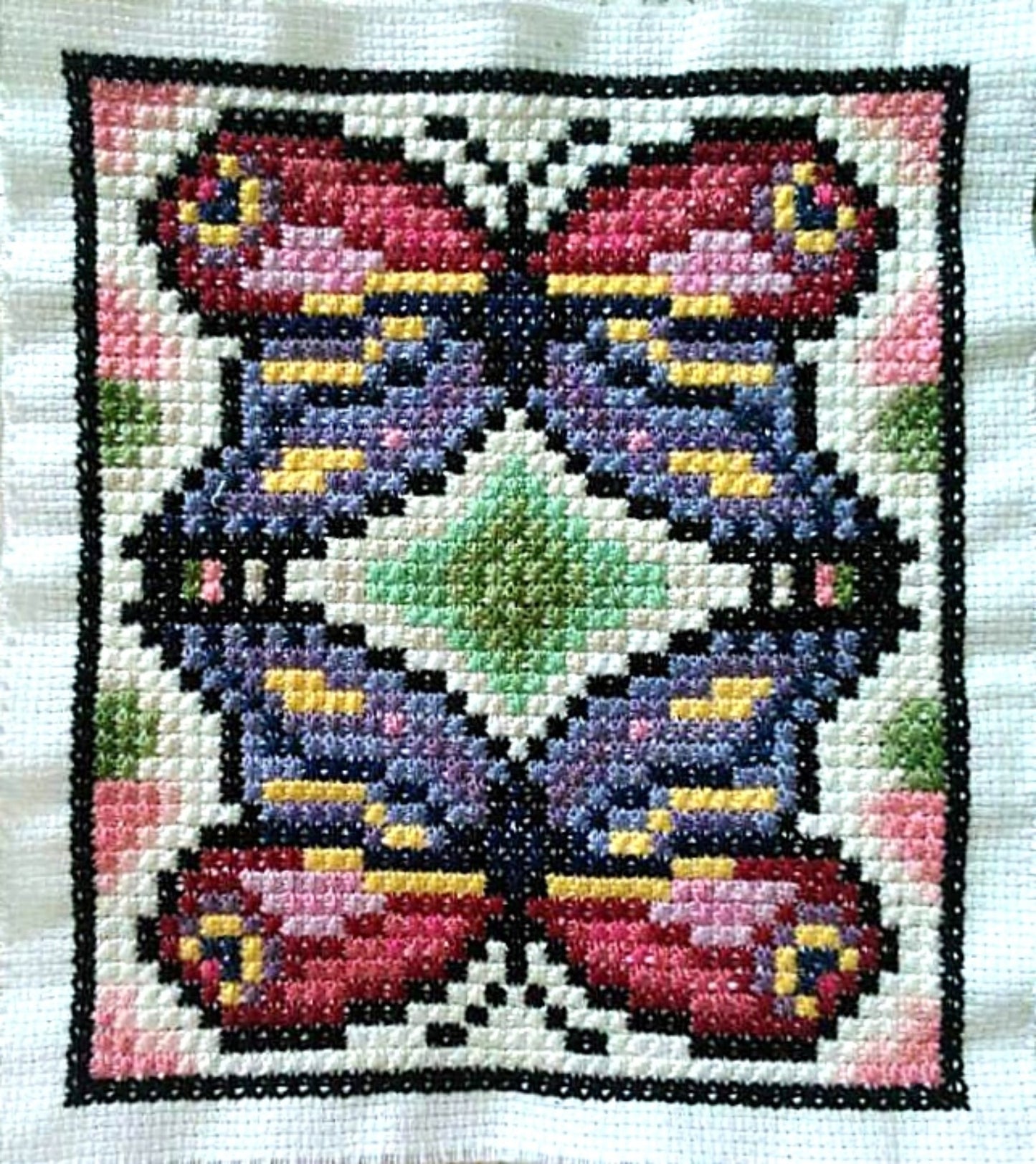 Sampler Cross Stitch Pattern PDF - Butterfly, Learn Beginner Embroidery by Double Cross Stitch Chart PDF, Stitch Tutorials, Instant Download