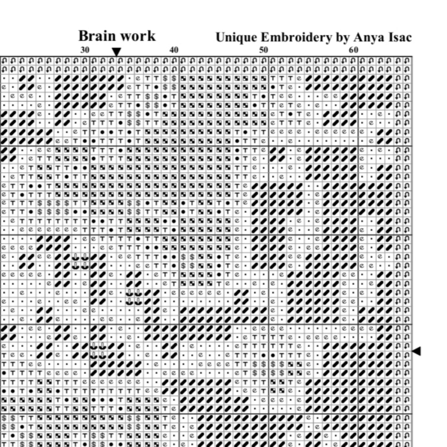 PDF Pattern - Brain Work, Double Cross Stitch Sampler, Brain Art, Science Embroidery, Video Tutorial, Neuro PDF, Instant Download