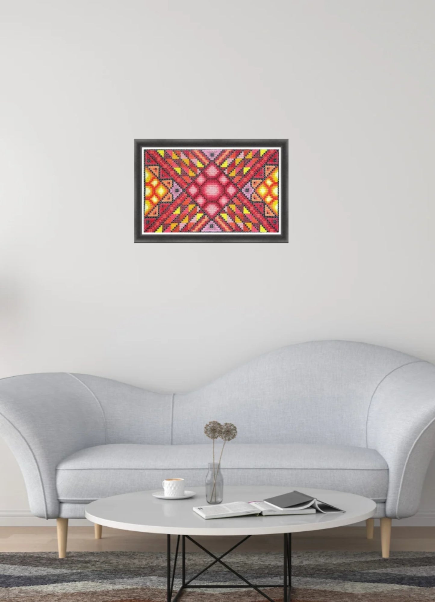 Colorful Geometric Modern Cross Stitch Sampler - Roseate Crystal, DIY Cross Stitch, Hand Embroidery PDF Pattern, X Stitch Tutorial