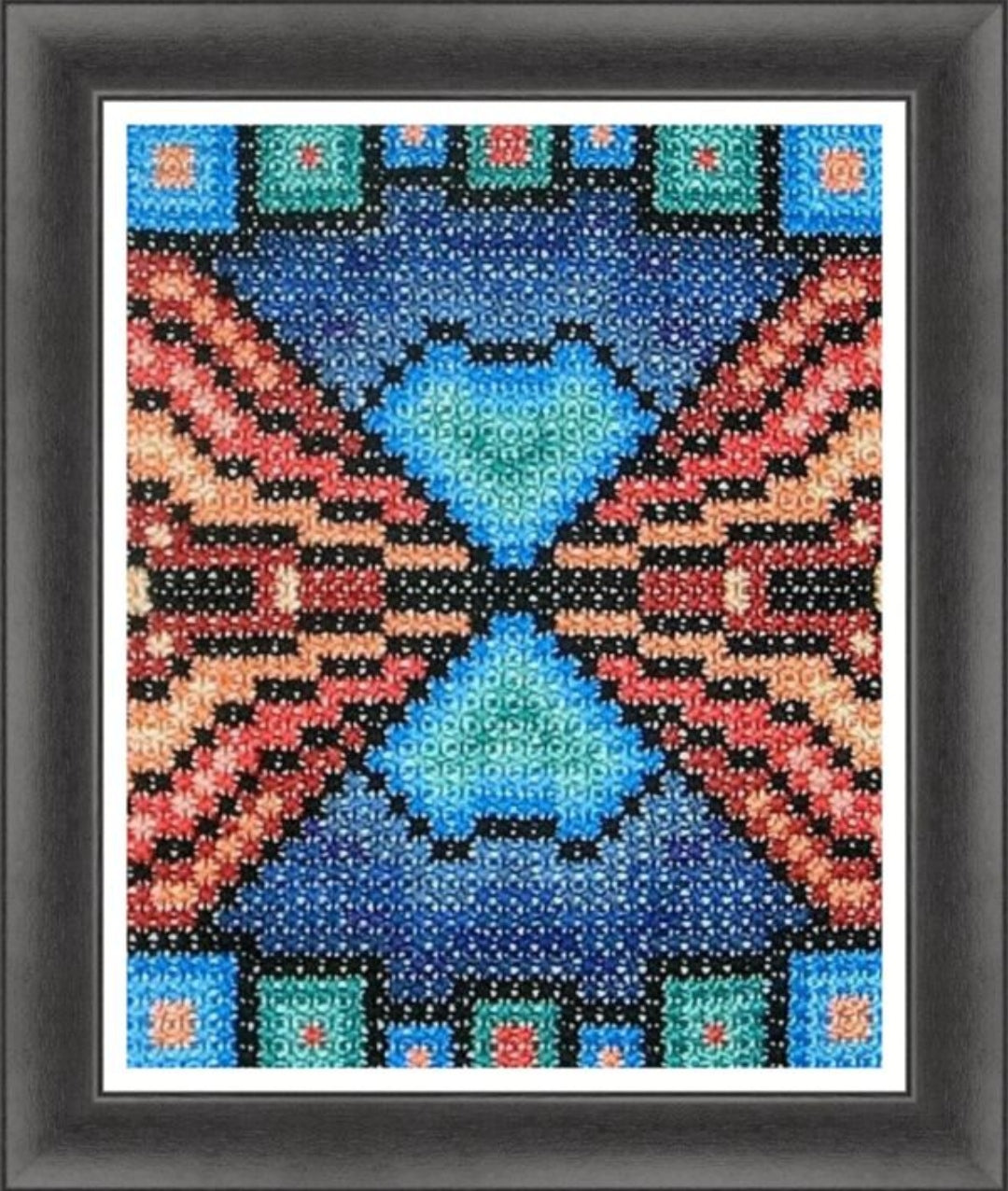 Sampler Cross Stitch Pattern - Sapphire Dream, Double Cross Stitch Chart, PDF Hand Embroidery Download, DIY Cross Stitch Purse