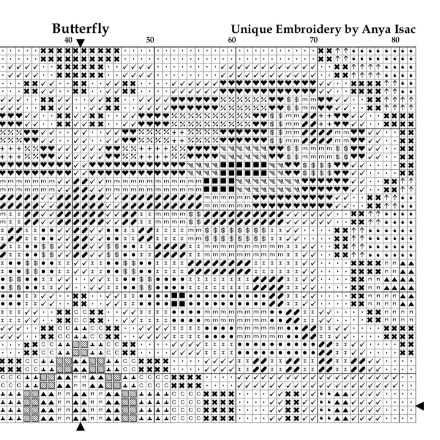 Sampler Cross Stitch Pattern PDF - Butterfly, Learn Beginner Embroidery by Double Cross Stitch Chart PDF, Stitch Tutorials, Instant Download