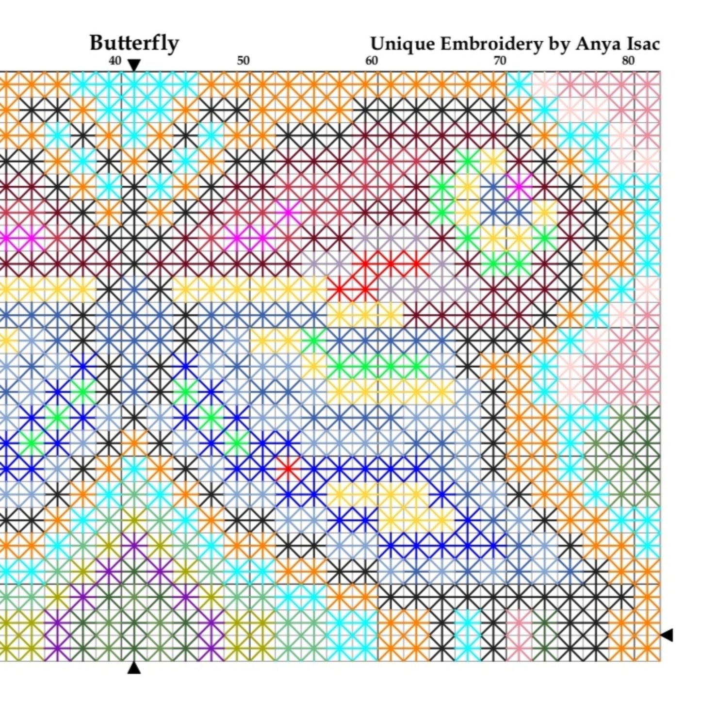Sampler Cross Stitch Pattern PDF - Butterfly, Learn Beginner Embroidery by Double Cross Stitch Chart PDF, Stitch Tutorials, Instant Download