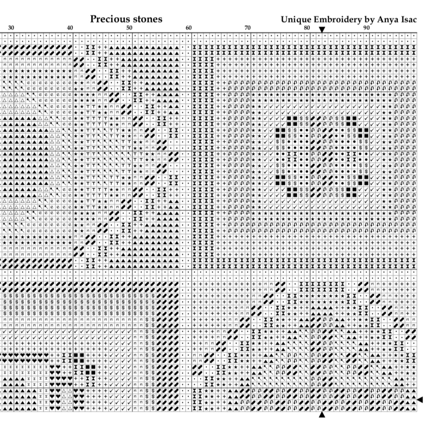 Sampler Cross Stitch Pattern PDF - Precious Stones, Double Cross Stitch DIY Embroidery Art, Green Tiles, Mid Century Modern Design Square