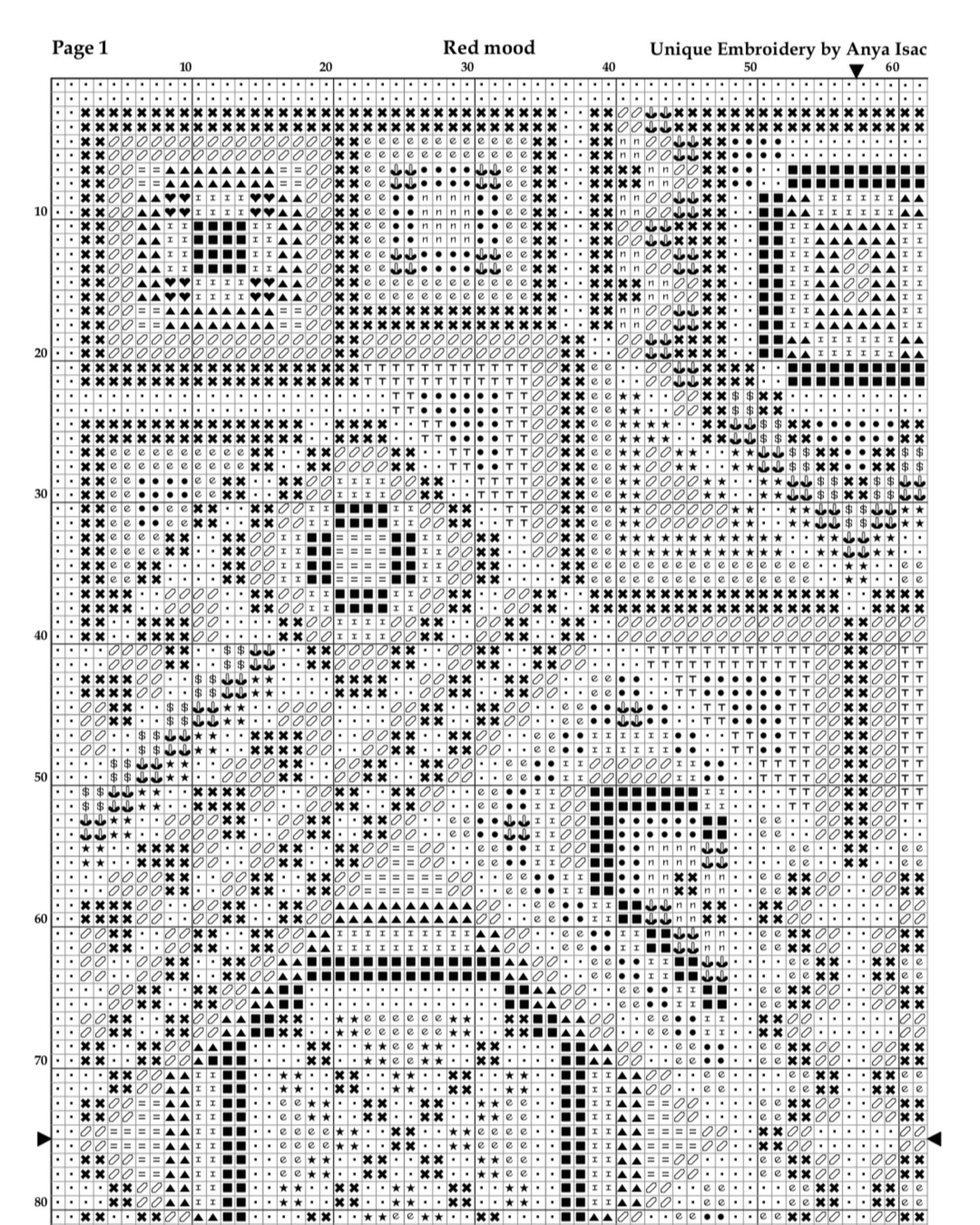 Sampler Cross Stitch Pattern PDF - Red mood, Double Cross Stitch DIY Geometric Abstract Ethnic, Ornamental Hand Embroidery Needlepoint Chart