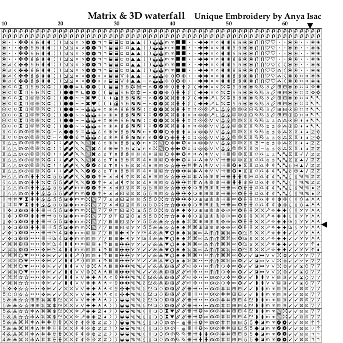 PDF Cross Stitch Sampler - Matrix & 3D Waterfall, Original X Stitch Tutorial, DIY Embroidery, Modern Wall Art, Double Cross Stitch Pattern PDF