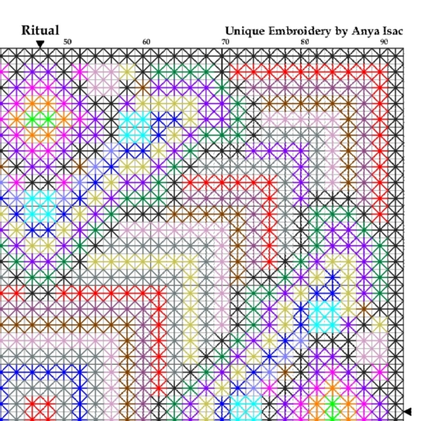 Sampler Cross Stitch Pattern PDF - Ritual, Double Cross Stitch DIY, Ornamental, Geometric, Celtic, Ethnic, Hand Embroidery Needlepoint Chart