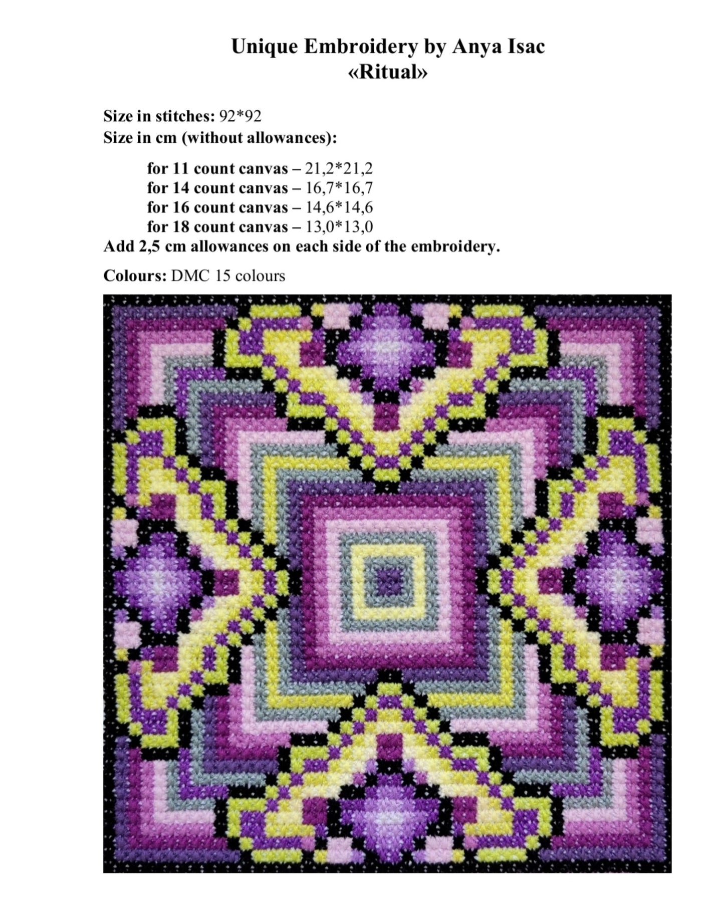 Sampler Cross Stitch Pattern PDF - Ritual, Double Cross Stitch DIY, Ornamental, Geometric, Celtic, Ethnic, Hand Embroidery Needlepoint Chart