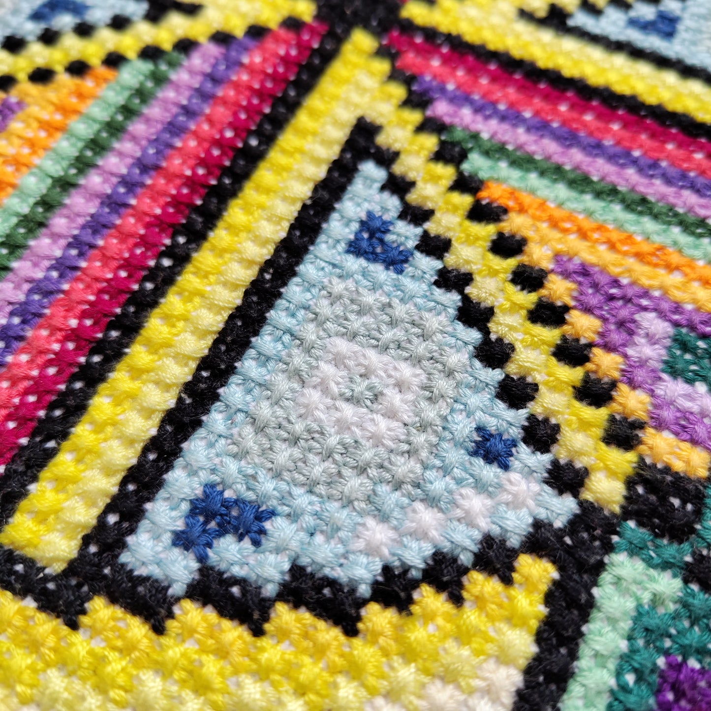 PDF Cross Stitch Sampler - Under the Sun, Modern Geometric Hand Embroidery Pattern, Double Cross Stitch Tutorial Included