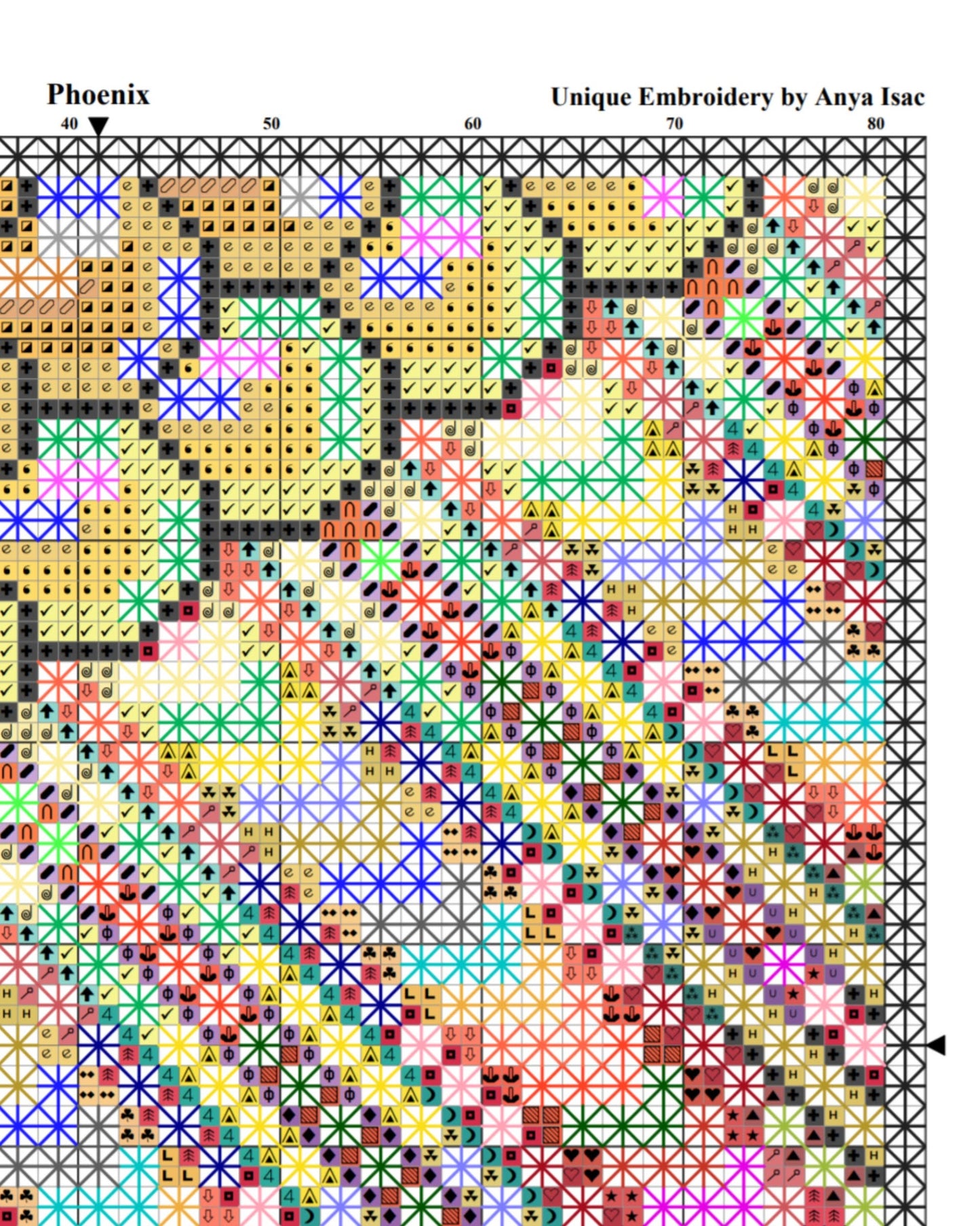 PDF Cross Stitch Sampler - Phoenix, X Stitch Tutorials, DIY Cross Stitch Modern Gradient Wall Decor & Purse, Double Cross Stitch Pattern PDF