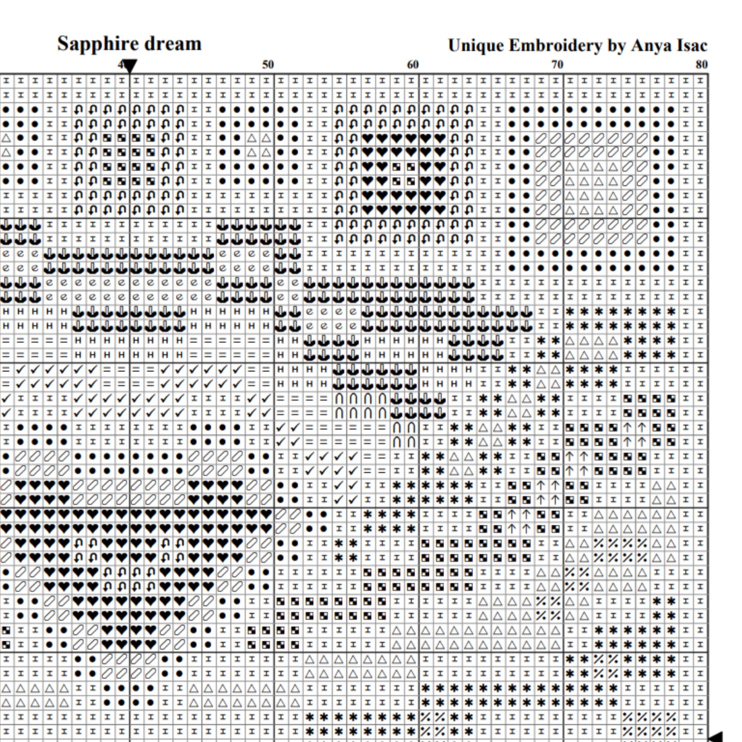 Sampler Cross Stitch Pattern - Sapphire Dream, Double Cross Stitch Chart, PDF Hand Embroidery Download, DIY Cross Stitch Purse
