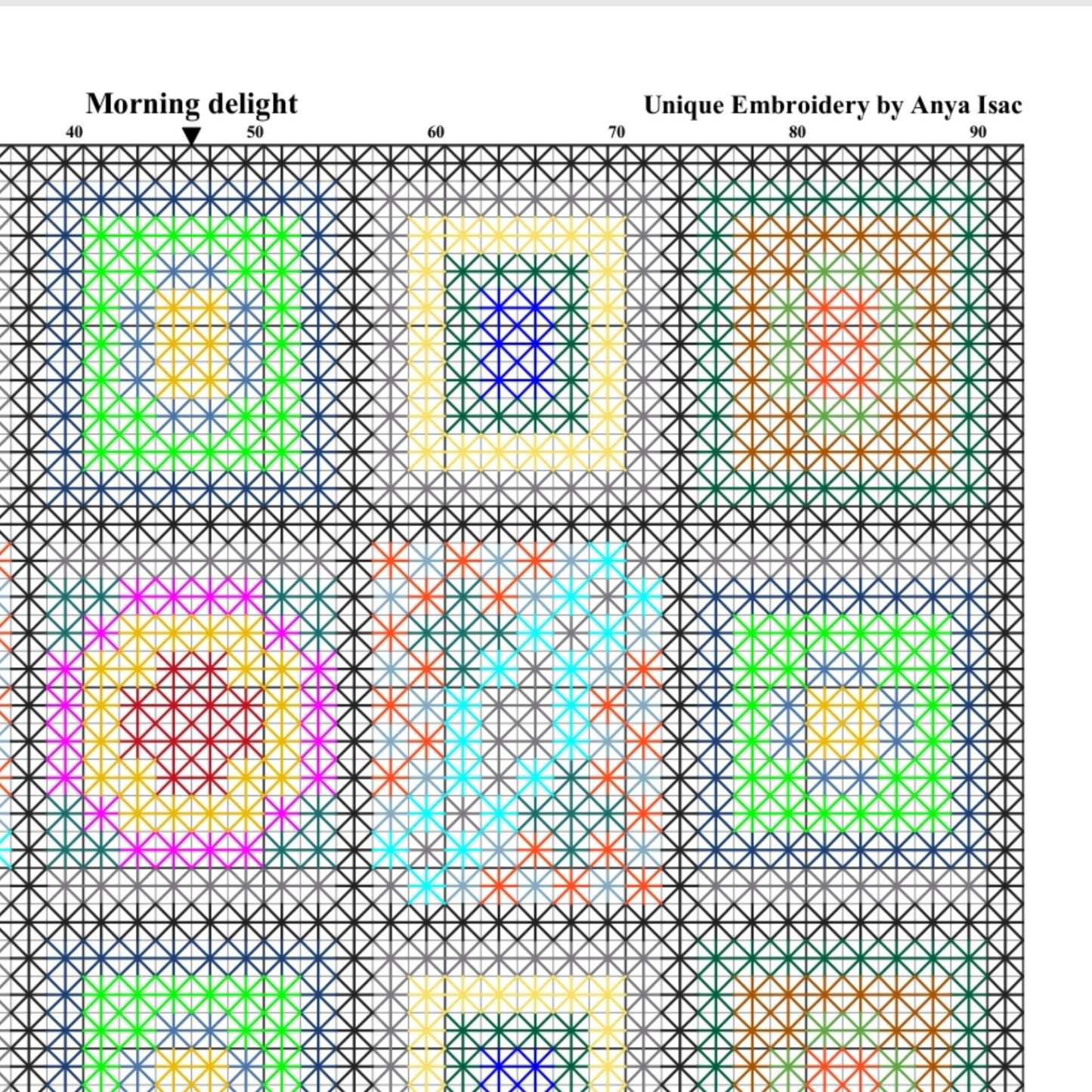 PDF Cross Stitch Sampler - Morning delight, Geometric Tiles, Modern Double Cross Stitch Hand Embroidery PDF Pattern, Instant Download PDF