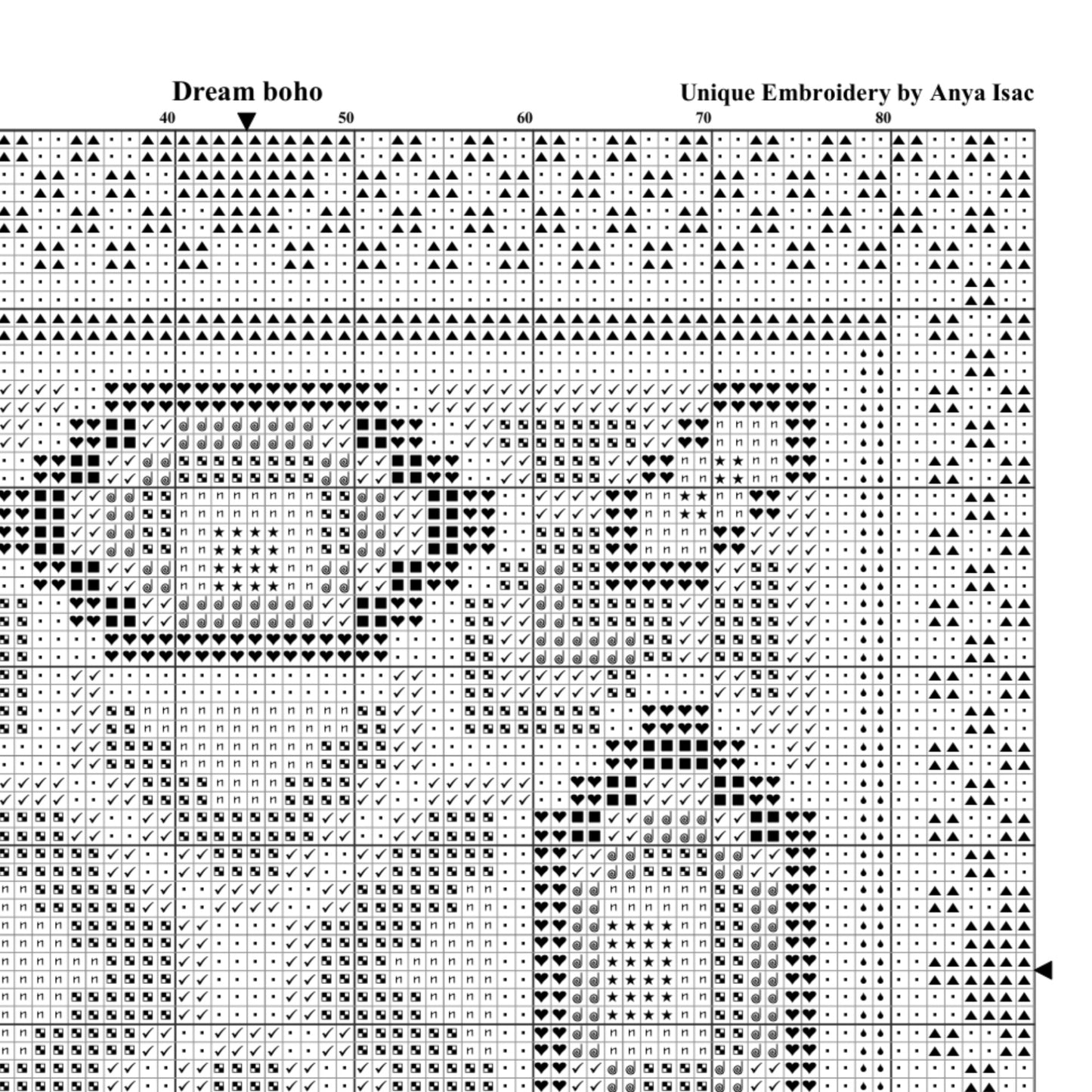 Vintage Cross Stitch Sampler - Dream Boho, Tutorials, PDF Pattern for DIY, Unique Embroidery, Double Stitch Chart, Instant Download