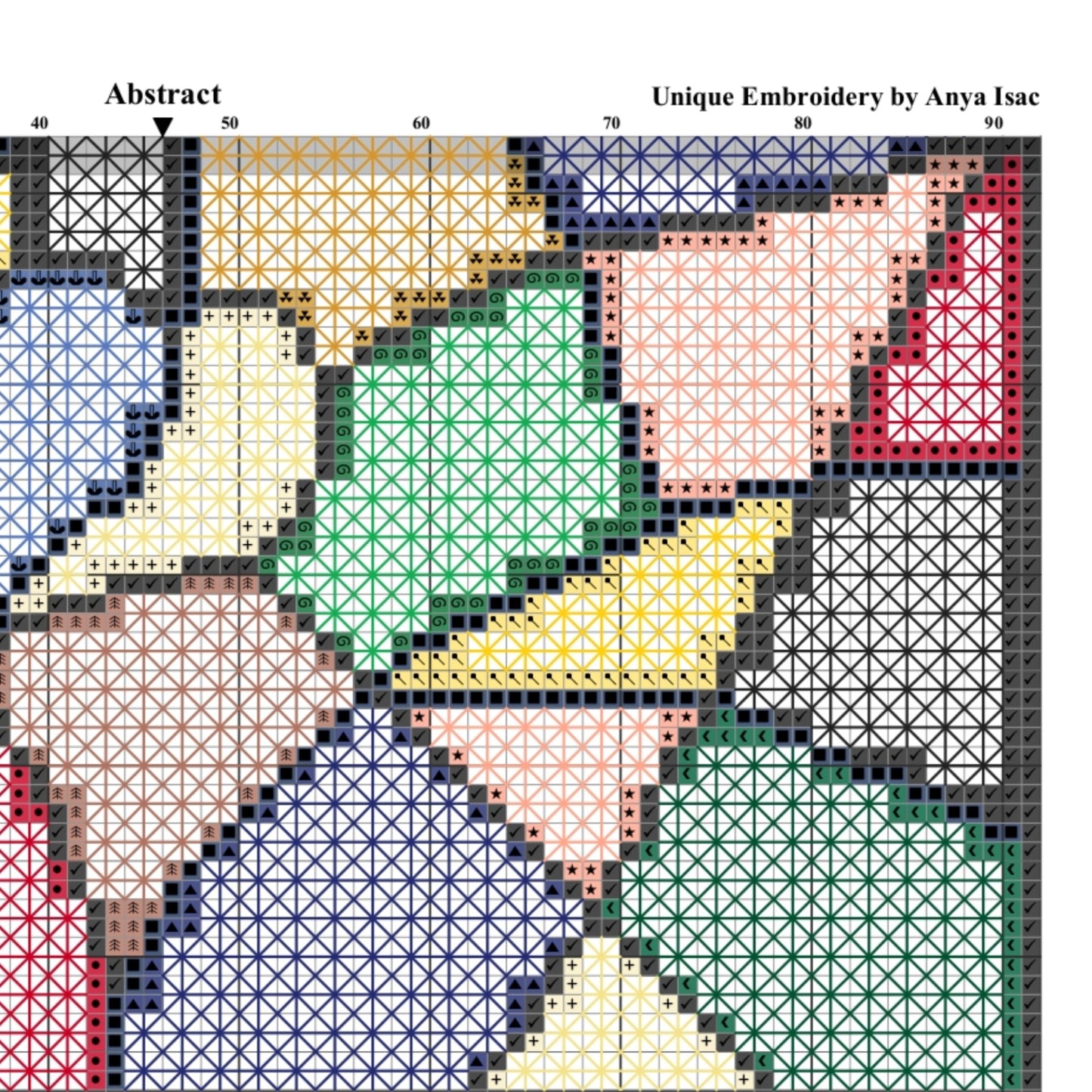 Colorful Modern Cross Stitch Sampler - Abstract, DIY Easy Xstitch Tutorial, Double Cross Stitch Pattern, Abstract Stitchery PDF