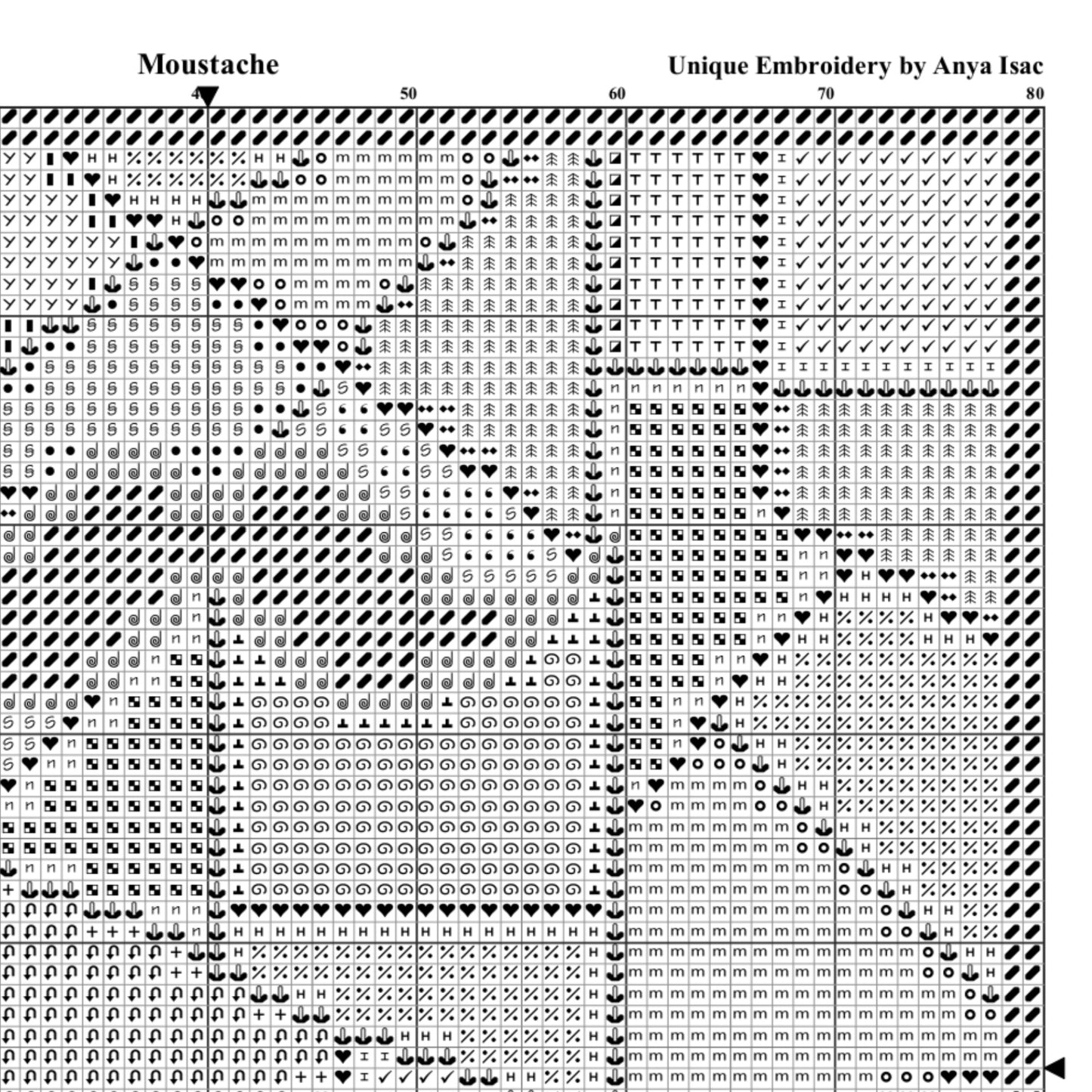 Double Cross Stitch Sampler - Moustache, Video YouTube Tutorials, DIY Cross Stitch Purse, Instant Download, Abstract Needlework