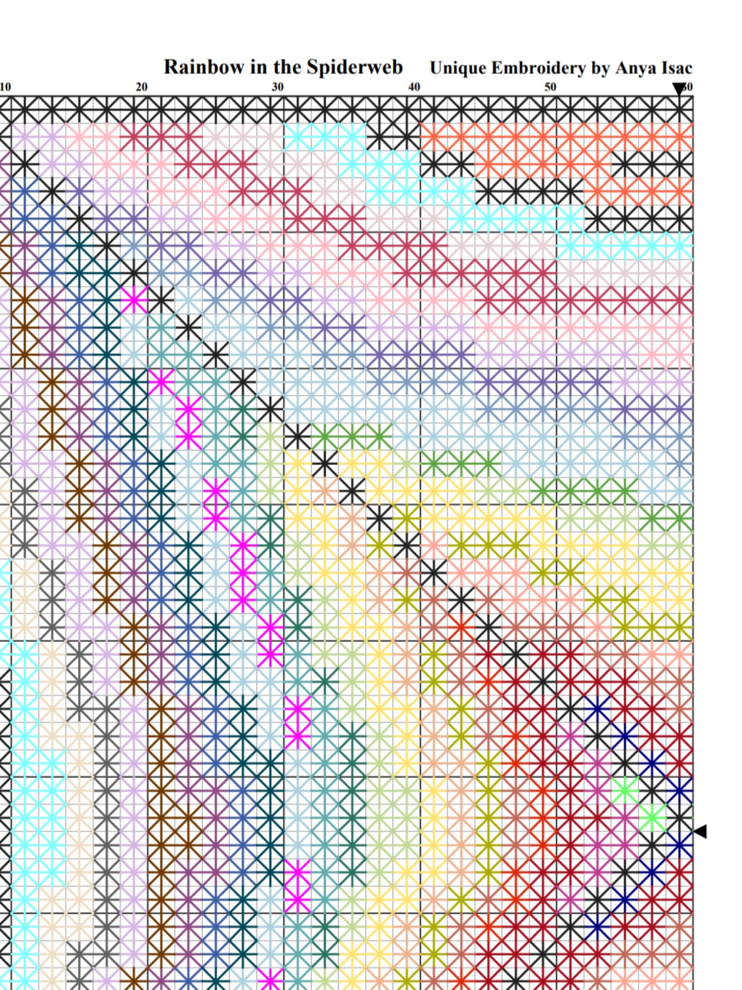 Sampler Cross Stitch Pattern - Rainbow in the Spiderweb, DIY Cross Stitch Pillow & Wall Decor, Double Cross Stitching