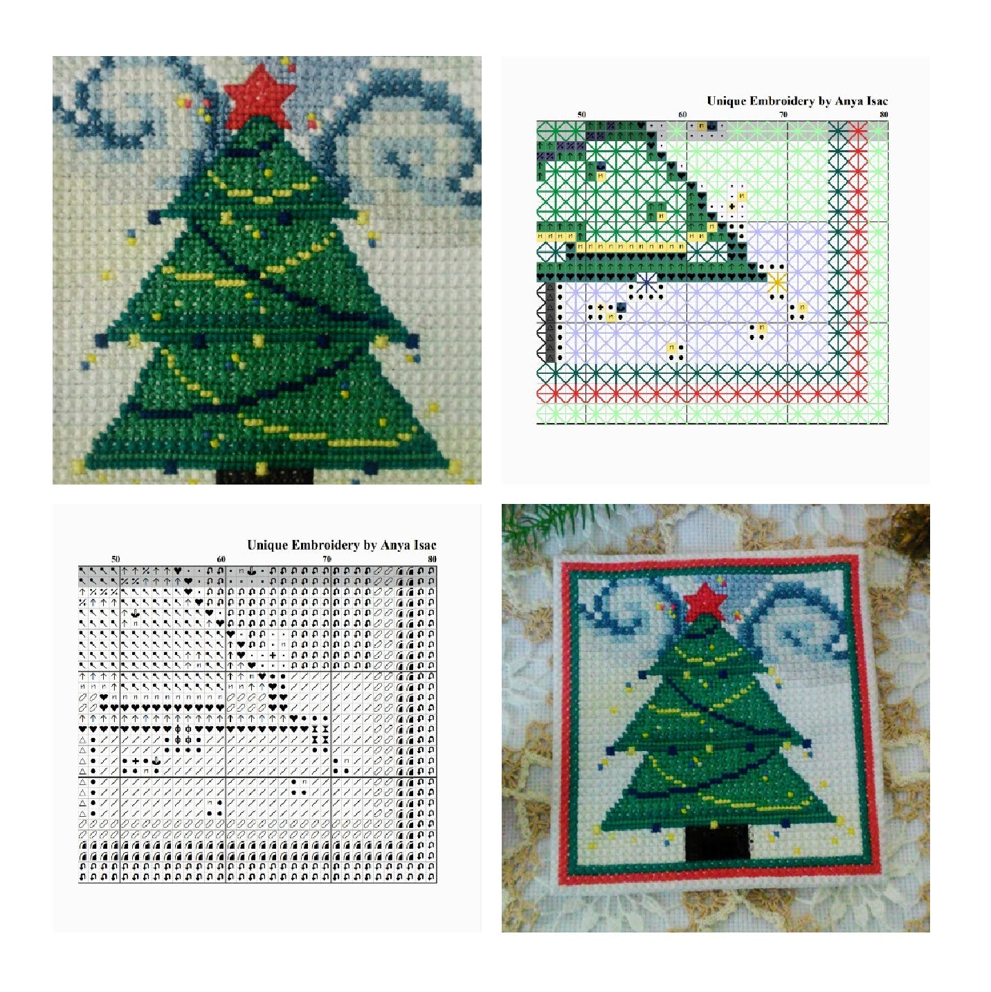 Simple Sampler Cross Stitch Pattern PDF - Christmas Tree, Stitch Tutorials, Double Cross Stitch Christmas Embroidery, DIY Gift Embroidery