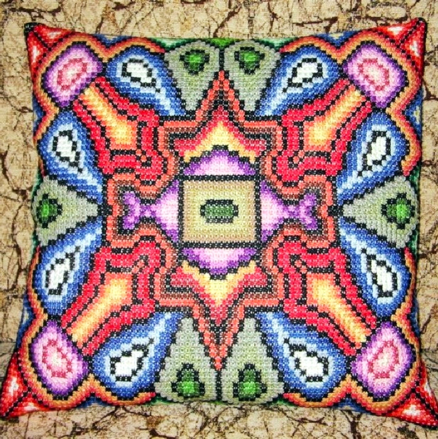 Sampler Cross Stitch Pattern - Garden of Eden, DIY Cross Stitch Pillow & Wall Decor, Double Cross Stitching
