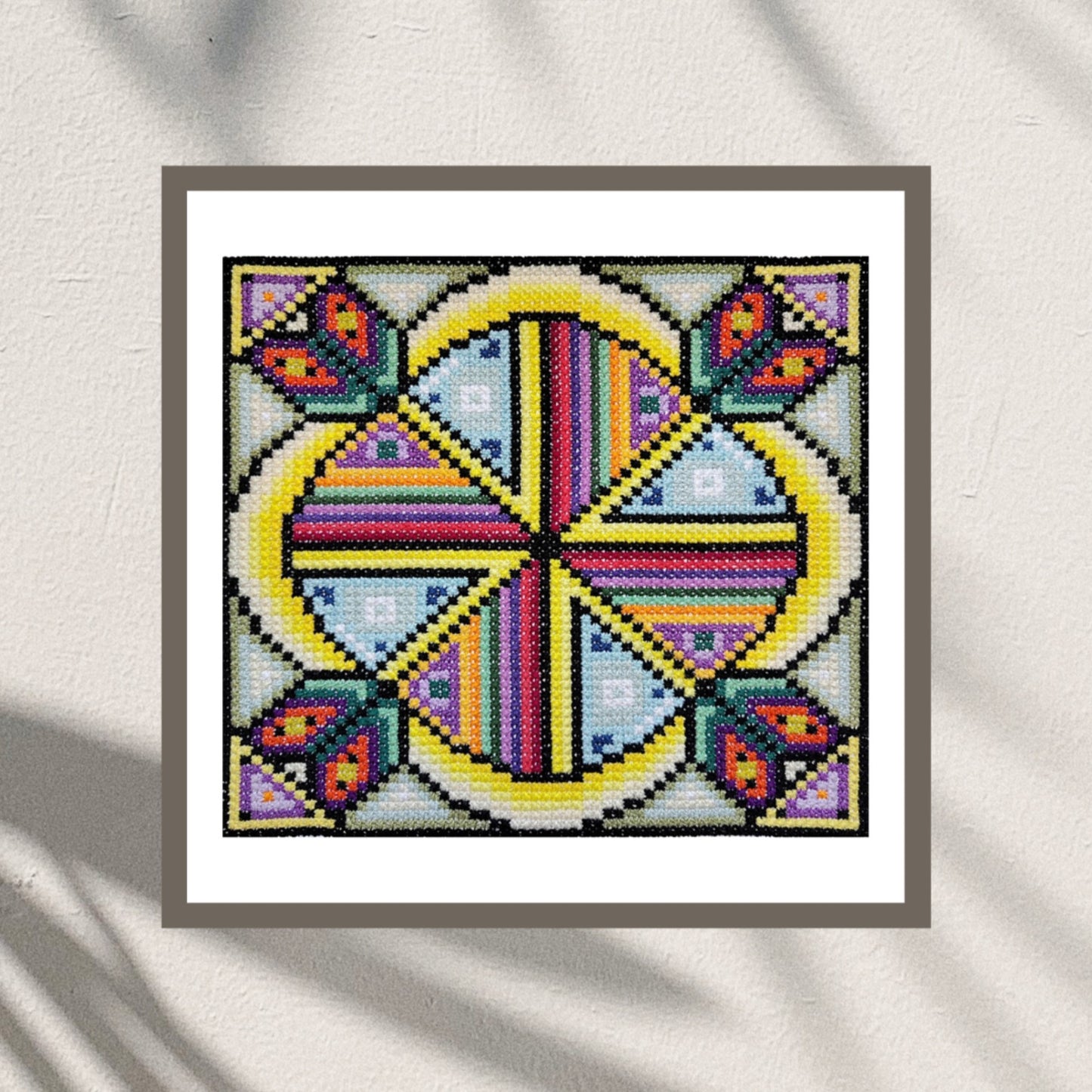 PDF Cross Stitch Sampler - Under the Sun, Modern Geometric Hand Embroidery Pattern, Double Cross Stitch Tutorial Included